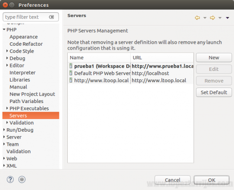 Eclipse configurar servidores php