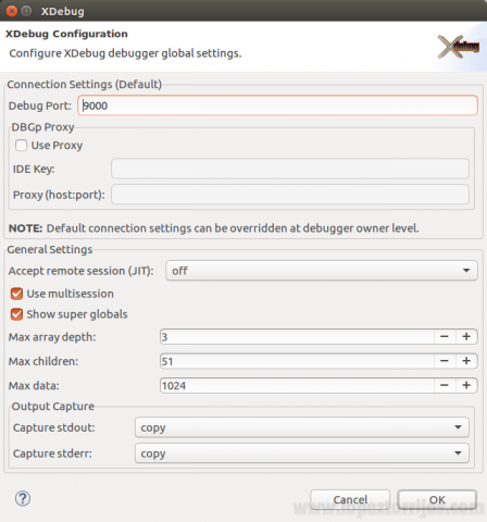 Eclipse php creación servidor XDebug, configuración general